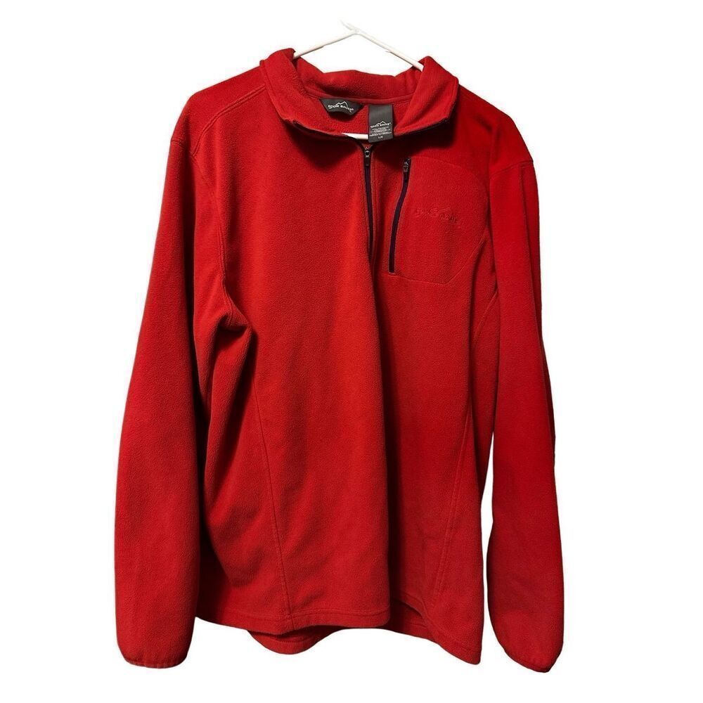 Eddie Bauer Men's Red Pullover Mock Turtle Neck Sweater Fleece Size Large L